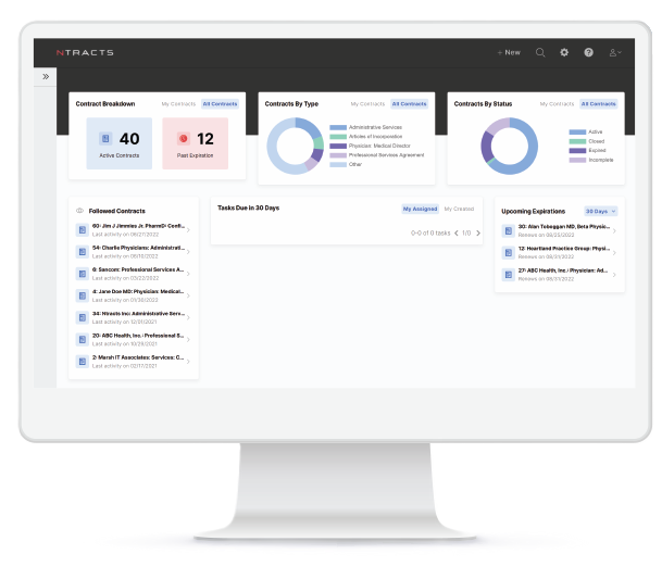 Ntracts Contract Management Software on monitor